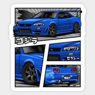 GTR R-34 Manga Series (Blue) Sticker